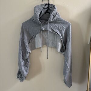 Gray Cropped Hoodie